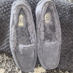 UGG Charcoal Suede Moccasin Slippers